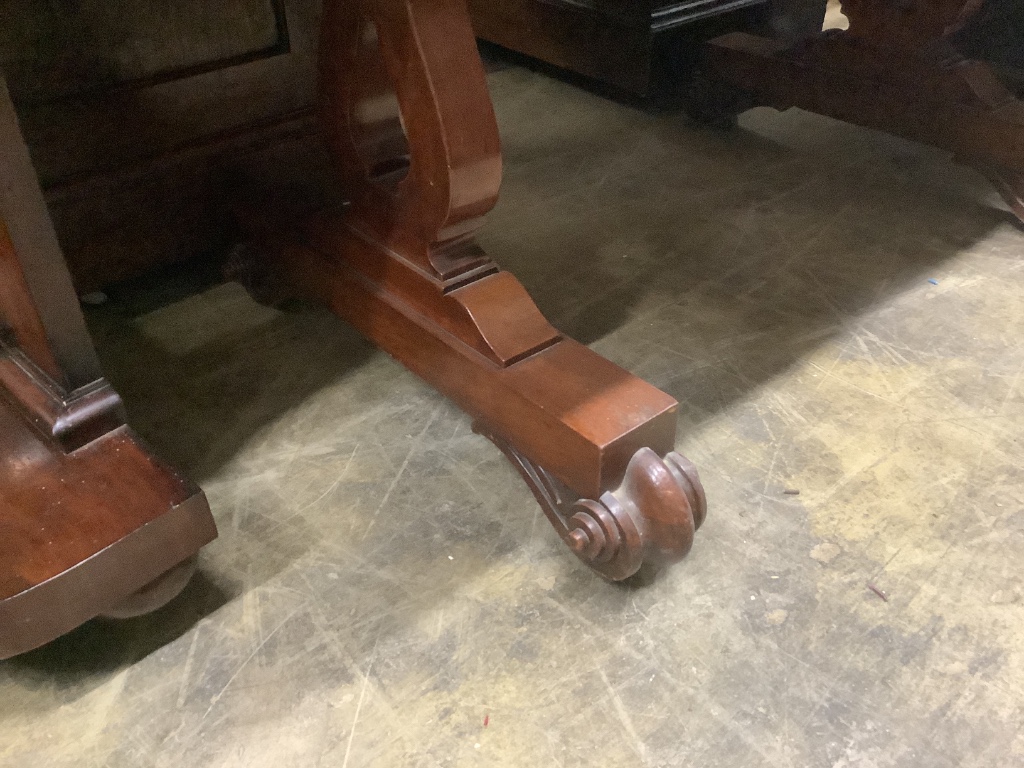 A Victorian mahogany two drawer centre table, width 120cm, depth 64cm, height 74cm